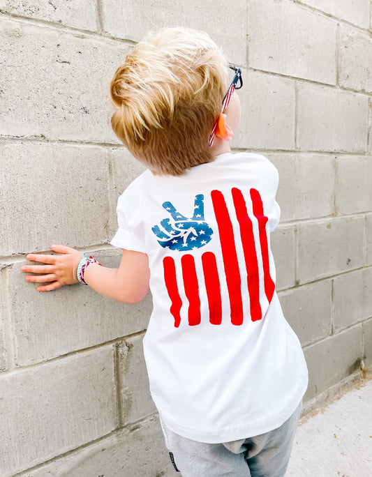 Peace sign flag tee